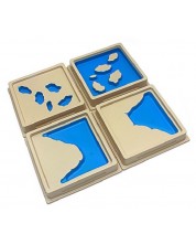 Образователен комплект Smart Baby - Монтесори релефни плочки на земни форми, 4 броя