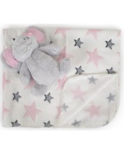 Одеяло с играчка Cangaroo - Elephant, pink, 90 x 75 cm 