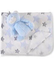 Одеяло с играчка Cangaroo -  Blue Bear, 90 x 75 cm