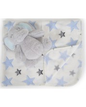 Одеяло с играчка Cangaroo - Elephant, blue, 90 x 75 cm, синьо -1