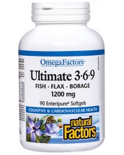 Omega Factors Ultimate 3-6-9, 1200 mg, 90 капсули, Natural Factors
