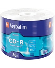 Оптичен носител Verbatim - CD-R 700MB 52X, Extra Protection Wrap, 50 броя