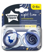 Ортодонтични залъгалки Tommee Tippee - Night, 0-6 месеца, нарвал