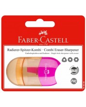 Острилка Faber-Castell Trend Combi - С гума, розова, в блистер -1