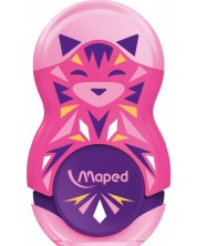 Острилка с гума 2 в 1 Maped Mini Cute - Loopy, розова