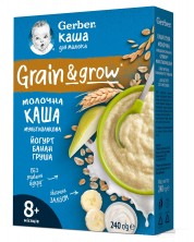 Овесено-пшенична млечна каша Nestle Gerber - Йогурт с банан и круша, 8м+, 240 g  -1