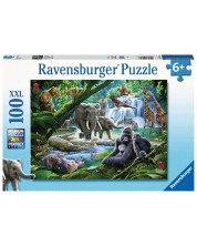 Пъзел Ravensburger от 100 XXL части - Животни в джунглата -1