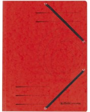 Папка Herlitz - Quality, с ластик и три капака, червена -1