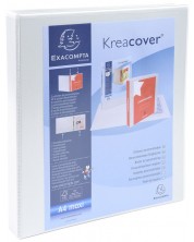 Папка Kreacover - Exacompta, А4, с 2 ринга, 3 джоба, 38 mm, бяла