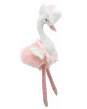 Парцалена кукла The Puppet Company - Лебед, розов, 30 cm -1