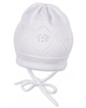 Памучна плетена детска шапка Sterntaler - 41 cm, 4-5 месеца, бяла