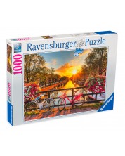 Пъзел Ravensburger от 1000 части - Залез над Амстердам