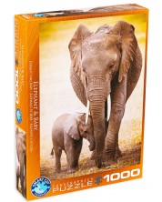 Пъзел Eurographics от 1000 части - Слон и малкото му -1