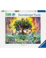 Пъзел Ravensburger от 1500 части - Еднорогът от езерото и неговите приятели -1