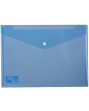 Папка с копче Deli Aurora - E5505, A4, прозрачна, синя