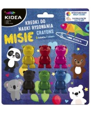 Пастелки за малки деца Kidea - 6 цвята, животинки -1