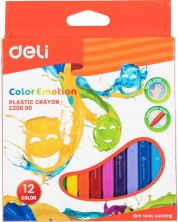 Пастели пластик Deli Color Emotion - EC20000, 12 цвята