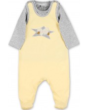 Памучен бебешки гащеризон с блузка Sterntaler - Жълто пате, 50 cm, 0-2 месеца
