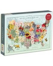 Пъзел Galison от 1000 части - Географска карта на цветя