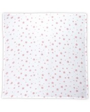 Памучна пелена Lorelli - 80 х 80 cm, бяла с розови звезди -1