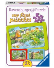 Пъзел Ravensburger от 3 х 6 части - Малки градински животни