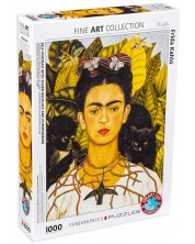Пъзел Eurographics от 1000 части – Автопортрет с трънена огърлица и колибри, Фрида Кало