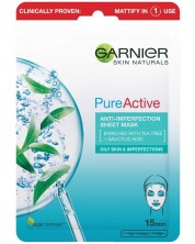 Garnier Skin Naturals Памучна лист маска за лице Pure Active, 28 g -1