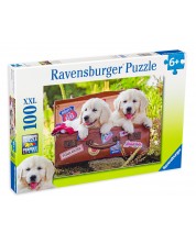 Пъзел Ravensburger от 100 XXL части - Пътуващи кученца -1