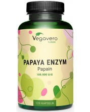Papaya Enzym Papain, 120 капсули, Vegavero