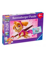 Пъзел Ravensburger от 2 x 24 части - Скай и Еверест, Пес Патрул -1