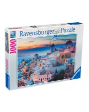 Пъзел Ravensburger от 1000 части - Вечер в Санторини -1