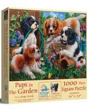 Пъзел SunsOut от 1000 части - Кученца в градината