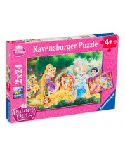 Пъзел Ravensburger от 2 x 24 части - Най-добрите приятели на принцесите -1