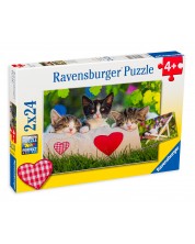 Пъзел Ravensburger от 2 x 24 части - Спящи котета -1