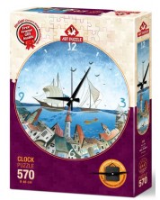 Пъзел-часовник Art Puzzle от 570 части - Морски град  -1