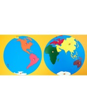 Пъзел Монтесори Smart Baby - Карта на света, 9 части -1