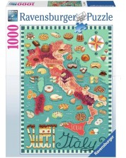 Пъзел Ravensburger от 1000 части - Карта на Италия: Сладкиши -1