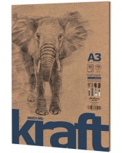 Пад за рисуване Drasca Elephant - крафт, 50 листа, A3 -1