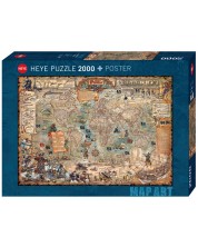 Пъзел Heye от 2000 части - Пиратска карта на света -1