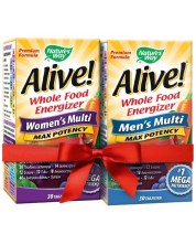 Alive Комплект Men's Multi & Women's Multi, 30 + 30 таблетки, Nature's Way