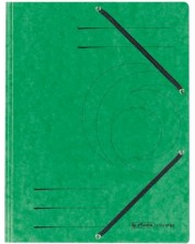 Папка Herlitz - Quality, с ластик и три капака, зелена -1