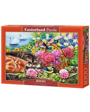 Пъзел Castorland от 1000 части - Коте в градината