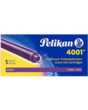 Патрончета Pelikan - дълги, 5 броя, лилав