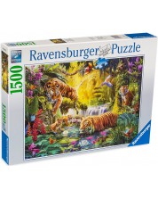 Пъзел Ravensburger от 1500 части - Тигри в джунглата