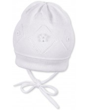 Памучна плетена детска шапка Sterntaler - 45 cm, 6-9 месеца, бяла