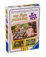 Пъзел Ravensburger от 3 x 6 части - Във фермата