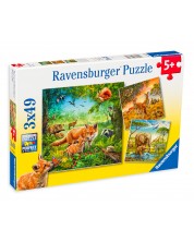 Пъзел Ravensburger от 3 x 49 части - Животинско царство -1