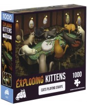 Пъзел Exploding Kittens от 1000 части - Котешки игри с карти -1