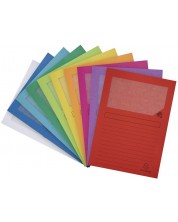 Папка за картотека Exacompta - L-образна, с прозорец, 120 g/m2, 22 x 31 cm, асортимент, 10 броя