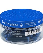 Комплект патрончета за писалка Schneider - Сини, в бурканче, 30 броя -1